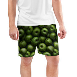 Шорты спортивные мужские Сочная текстура из зеленых яблок, цвет: 3D-принт — фото 2