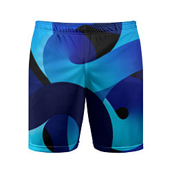 Шорты спортивные мужские Синие линии в виде узоров, цвет: 3D-принт