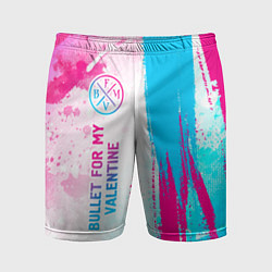 Мужские спортивные шорты Bullet For My Valentine neon gradient style: по-ве