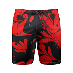 Шорты спортивные мужские Красно-черный узор, цвет: 3D-принт