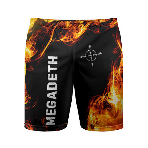 Мужские спортивные шорты Megadeth и пылающий огонь / 3D-принт – фото 1