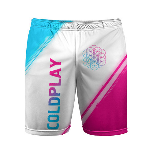 Мужские спортивные шорты Coldplay neon gradient style: надпись, символ / 3D-принт – фото 1