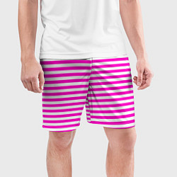 Шорты спортивные мужские Ярко-розовые полосы, цвет: 3D-принт — фото 2