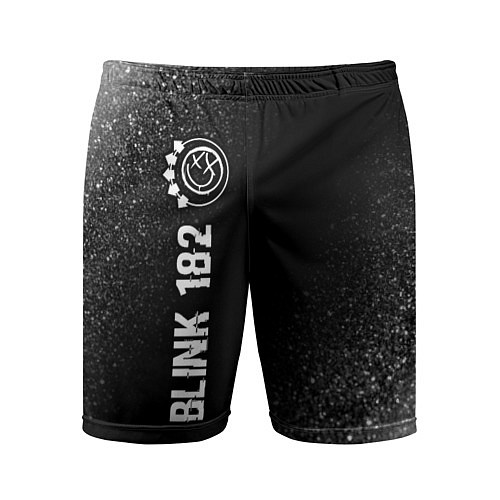 Мужские спортивные шорты Blink 182 glitch на темном фоне: по-вертикали / 3D-принт – фото 1