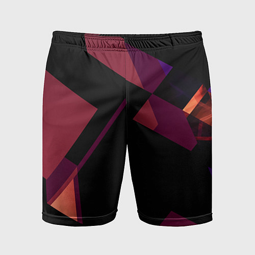 Мужские спортивные шорты Тёмно-розовые фигуры во тьме / 3D-принт – фото 1