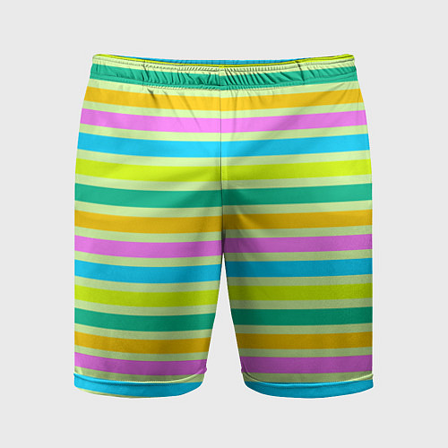 Мужские спортивные шорты Желто-зеленый полосатый узор / 3D-принт – фото 1