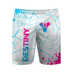 Мужские спортивные шорты Destiny neon gradient style: надпись, символ