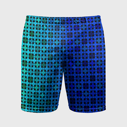 Мужские спортивные шорты Сине-зеленый геометрический узор / 3D-принт – фото 1