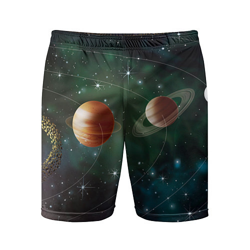 Мужские спортивные шорты Планетная система / 3D-принт – фото 1