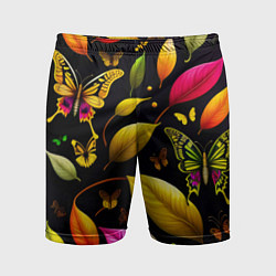 Мужские спортивные шорты Листья и бабочки