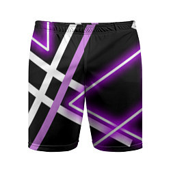 Шорты спортивные мужские Фиолетовые полоски с неоном, цвет: 3D-принт