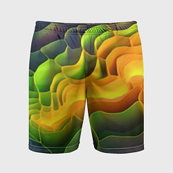 Шорты спортивные мужские Радужная объемная поверхность, цвет: 3D-принт