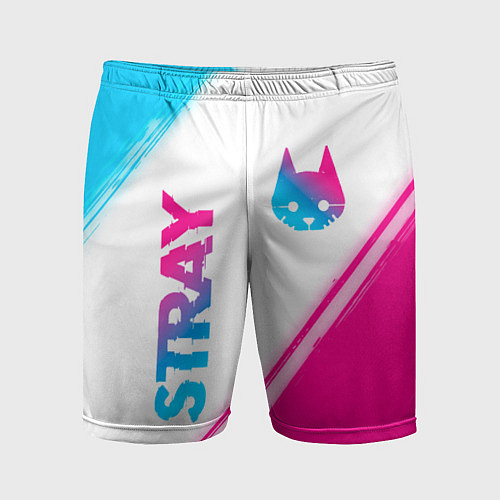 Мужские спортивные шорты Stray neon gradient style: надпись, символ / 3D-принт – фото 1