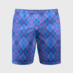 Мужские спортивные шорты Геометрический рисунок из розовых линий на синем ф