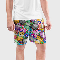 Шорты спортивные мужские Перенаселение котиков, цвет: 3D-принт — фото 2