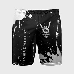 Шорты спортивные мужские OneRepublic и рок символ на темном фоне, цвет: 3D-принт