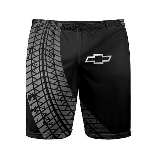 Мужские спортивные шорты Chevrolet tire tracks / 3D-принт – фото 1
