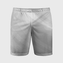 Шорты спортивные мужские Светлый серый плавные полосы, цвет: 3D-принт