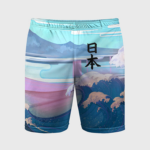 Мужские спортивные шорты Japan - landscape - waves / 3D-принт – фото 1