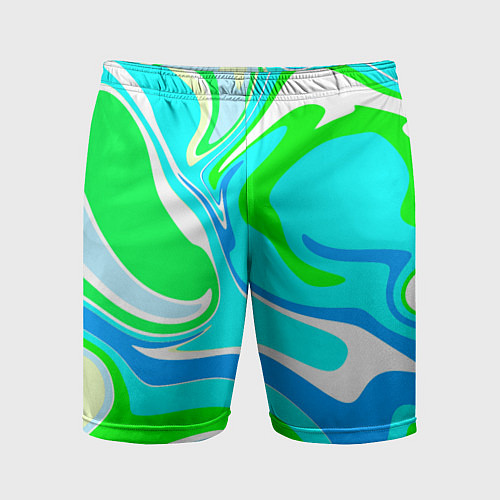 Мужские спортивные шорты Абстракция сине-зеленая / 3D-принт – фото 1