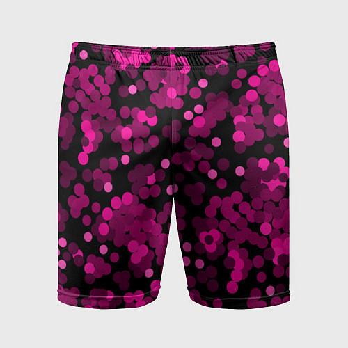Мужские спортивные шорты Красно розовые конфетти на черном / 3D-принт – фото 1
