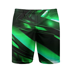 Шорты спортивные мужские Зеленая неоновая абстракция, цвет: 3D-принт
