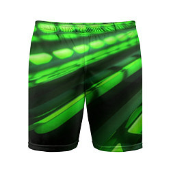 Шорты спортивные мужские Green neon abstract, цвет: 3D-принт