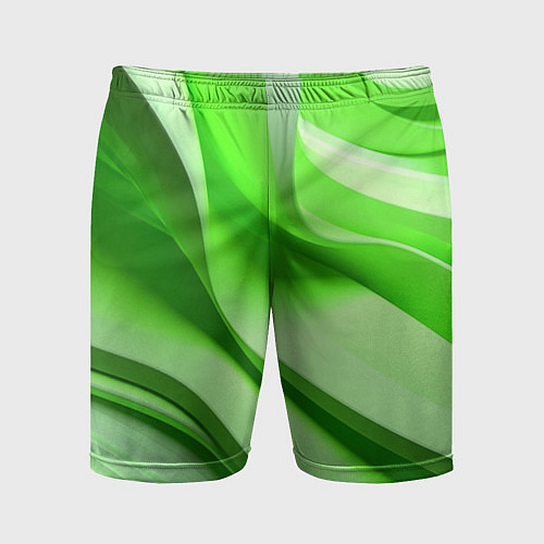 Мужские спортивные шорты Светлые зеленые волны / 3D-принт – фото 1