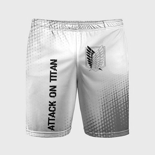 Мужские спортивные шорты Attack on Titan glitch на светлом фоне: надпись, с / 3D-принт – фото 1