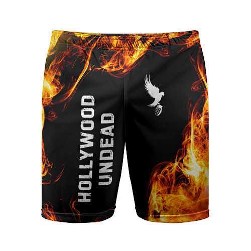 Мужские спортивные шорты Hollywood Undead и пылающий огонь / 3D-принт – фото 1