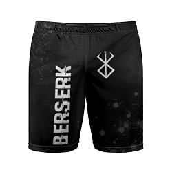 Шорты спортивные мужские Berserk glitch на темном фоне: надпись, символ, цвет: 3D-принт