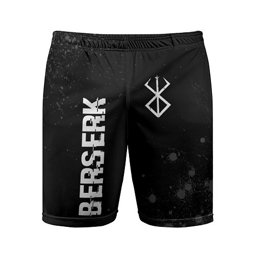 Мужские спортивные шорты Berserk glitch на темном фоне: надпись, символ / 3D-принт – фото 1