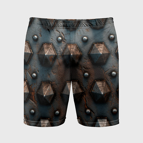 Мужские спортивные шорты Металлическая шипованная текстура / 3D-принт – фото 1