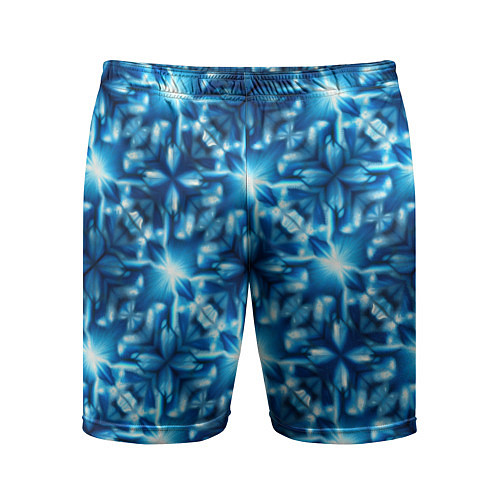 Мужские спортивные шорты Светящиеся голубые цветы / 3D-принт – фото 1