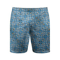 Мужские спортивные шорты Голубые незабудки текстура дерева