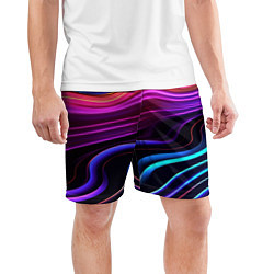 Шорты спортивные мужские Неоновые волны, цвет: 3D-принт — фото 2