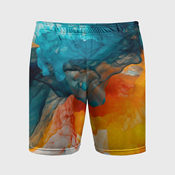 Шорты спортивные мужские Синяя и оранжевая жидкости, цвет: 3D-принт