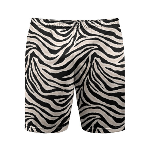 Мужские спортивные шорты Полосатая шкура зебры, белого тигра / 3D-принт – фото 1