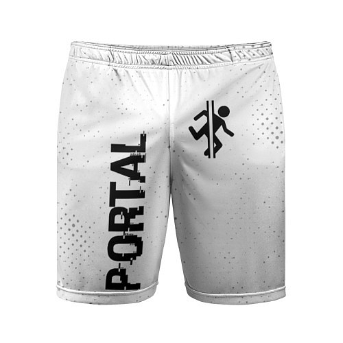 Мужские спортивные шорты Portal glitch на светлом фоне: надпись, символ / 3D-принт – фото 1
