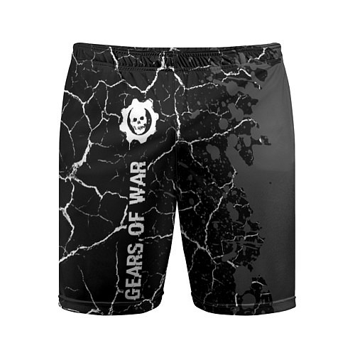 Мужские спортивные шорты Gears of War glitch на темном фоне: по-вертикали / 3D-принт – фото 1