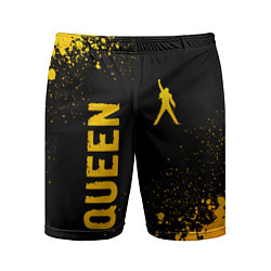 Мужские спортивные шорты Queen - gold gradient: надпись, символ