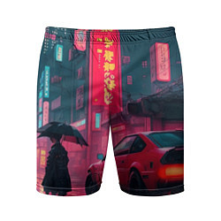 Шорты спортивные мужские Дождь на улицах Японии, цвет: 3D-принт