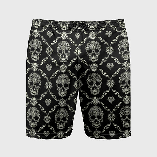 Мужские спортивные шорты Узор с черепами Pattern with skulls / 3D-принт – фото 1