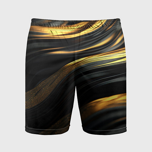 Мужские спортивные шорты Золотистые волны / 3D-принт – фото 1