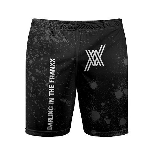 Мужские спортивные шорты Darling in the FranXX glitch на темном фоне: надпи / 3D-принт – фото 1