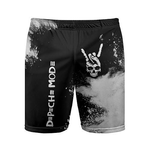 Мужские спортивные шорты Depeche Mode и рок символ на темном фоне / 3D-принт – фото 1