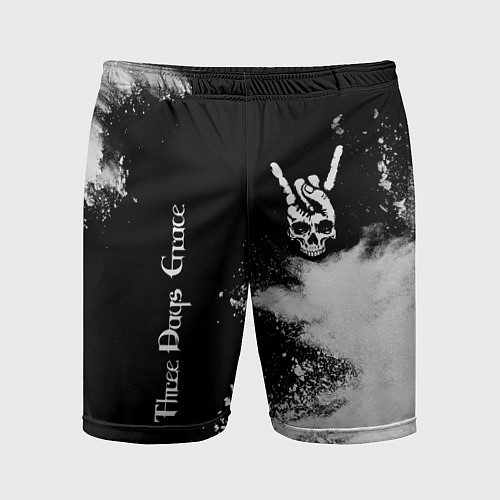 Мужские спортивные шорты Three Days Grace и рок символ на темном фоне / 3D-принт – фото 1