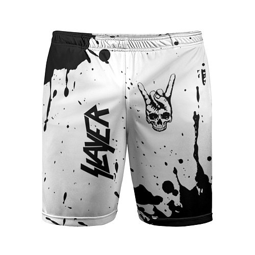 Мужские спортивные шорты Slayer и рок символ на светлом фоне / 3D-принт – фото 1
