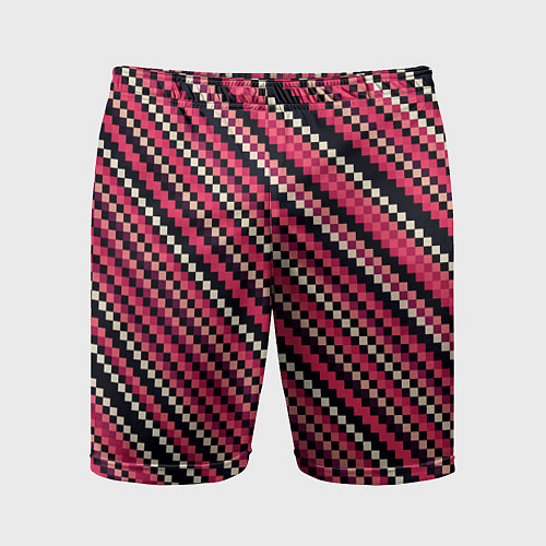 Мужские спортивные шорты Полосы пиксели красный / 3D-принт – фото 1