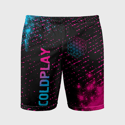 Мужские спортивные шорты Coldplay - neon gradient: надпись, символ / 3D-принт – фото 1